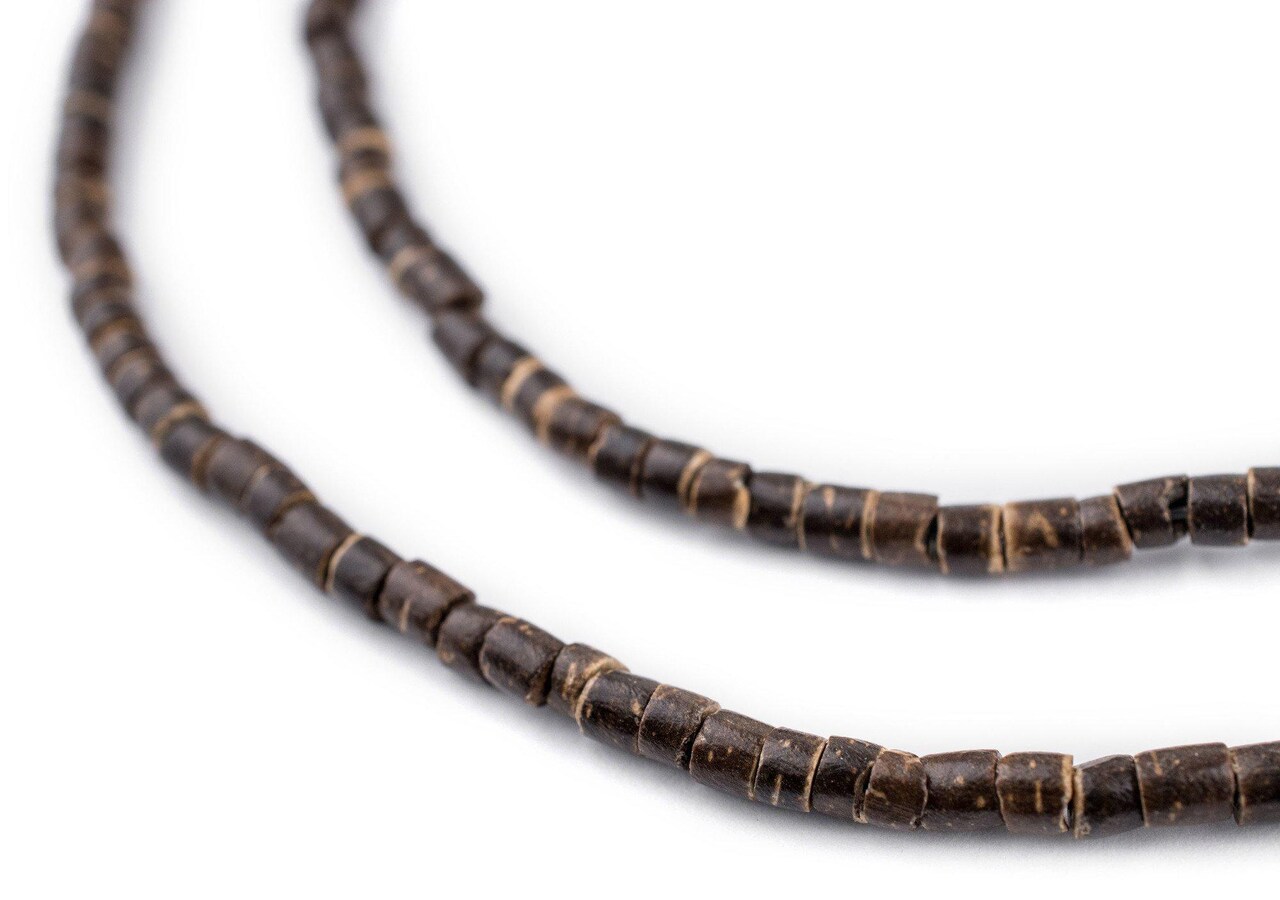 The Bead Chest Chocolate Heishi Coconut Shell Beads 3-4mm Brown Wood 22 Inch Strand